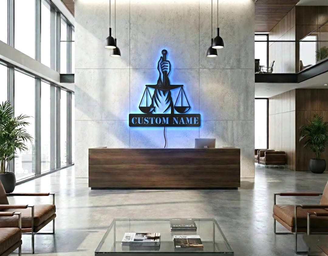 Custom Lawyer RGB LED Metal Wall Art, Personalized Scales of Justice ...