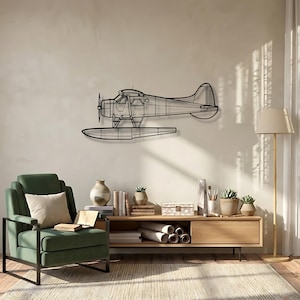 Arte de pared de metal con avión DHC 2 Beaver v2, decoración de pared con avión DHC 2, letrero de avión cortado con láser de alta calidad, decoración de pared para entusiastas de la aviación.