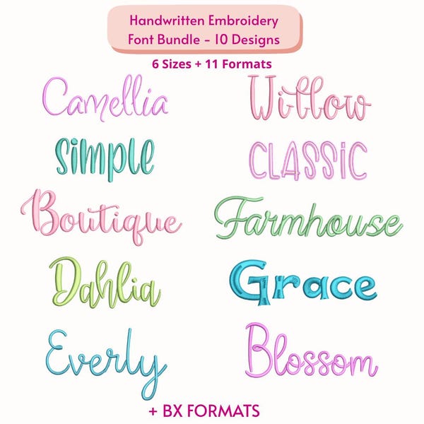 Funny Handwritten Embroidery Font Bundle 10 Designs, Playful Script Baby Alphabet, Kindergarten School Blanket Letter, Mom's Gift Pillow