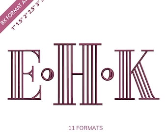 Triple Line Engraved Monogram, Parallel Stripe Alphabet, Luxury Textured Serif Lettering, High-End Boutique Embroidery Design + BX Format