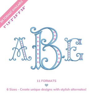Dot Monogram Embroidery Font, BX Monogram Alphabet, Fancy Initial Letters with Stylish Alternates