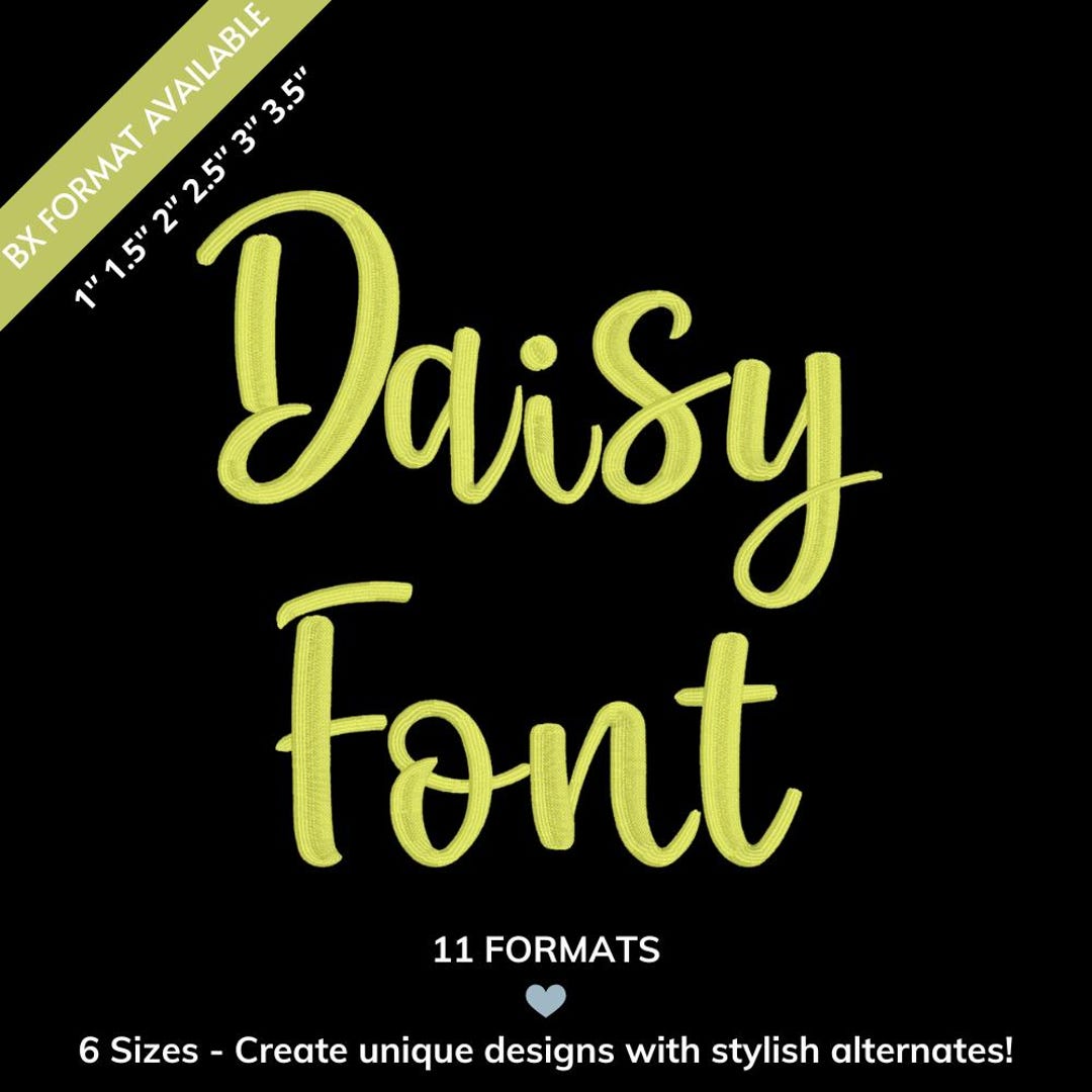 Daisy In Cursive Daisy Script Embroidery Font, Modern Bouncy Handwritten Alphabet ...