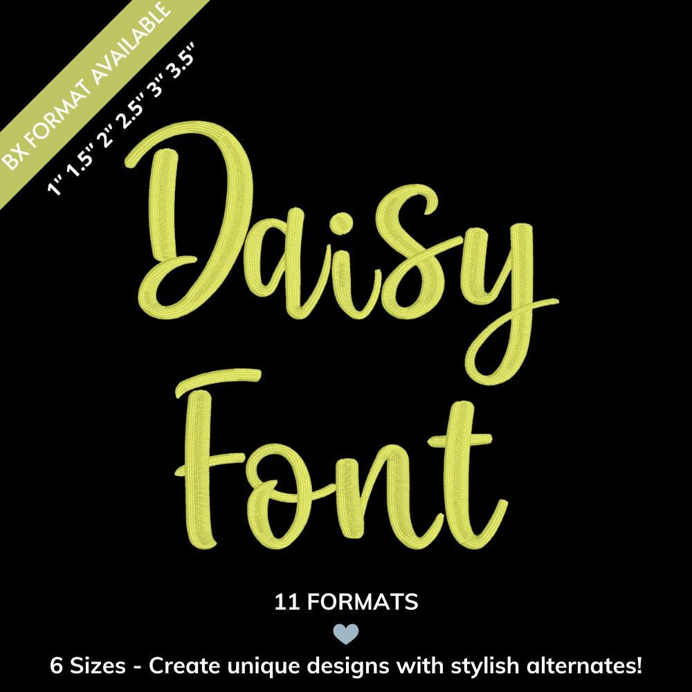 Daisy Script Embroidery Font, Modern Bouncy Handwritten Alphabet ...