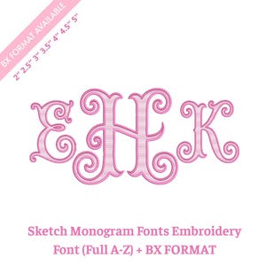 Sketch Monogram Embroidery Font, BX Font, Preppy Initial Alphabet, Heirloom Machine Embroidery Letters