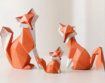 Geometrische Fuchs Figur Moderne Wohnkultur Tierskulptur Skandinavischen Stil Geschenk für Tierliebhaber