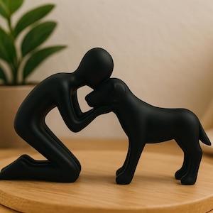 Minimalist Dog Lover Sculpture: Modern Black Resin Figurine