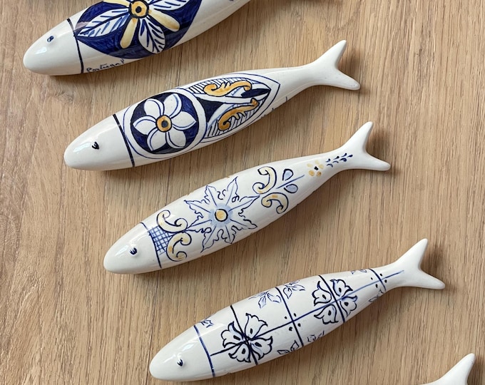 Handmade Portuguese Ceramic Sardine | Fish Wall Decor Tile | Portugal Souvenir | Coastal Mediterranean Gift