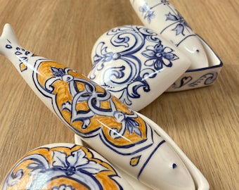Portugese keramische hartvormige doos met sardineset – Handgemaakt Azulejo-aardewerk, cadeau – Blauw en geel Portugees decor – Gemaakt in Portugal