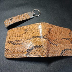 Genuine Python Skin Wallet & Keychain, Handmade Exotic Leather Bifold, Men's Billfold, Gift for Him
