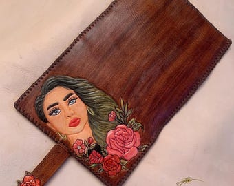 Handmade Leather Portrait Wallet – Personalized Cowhide Keepsake