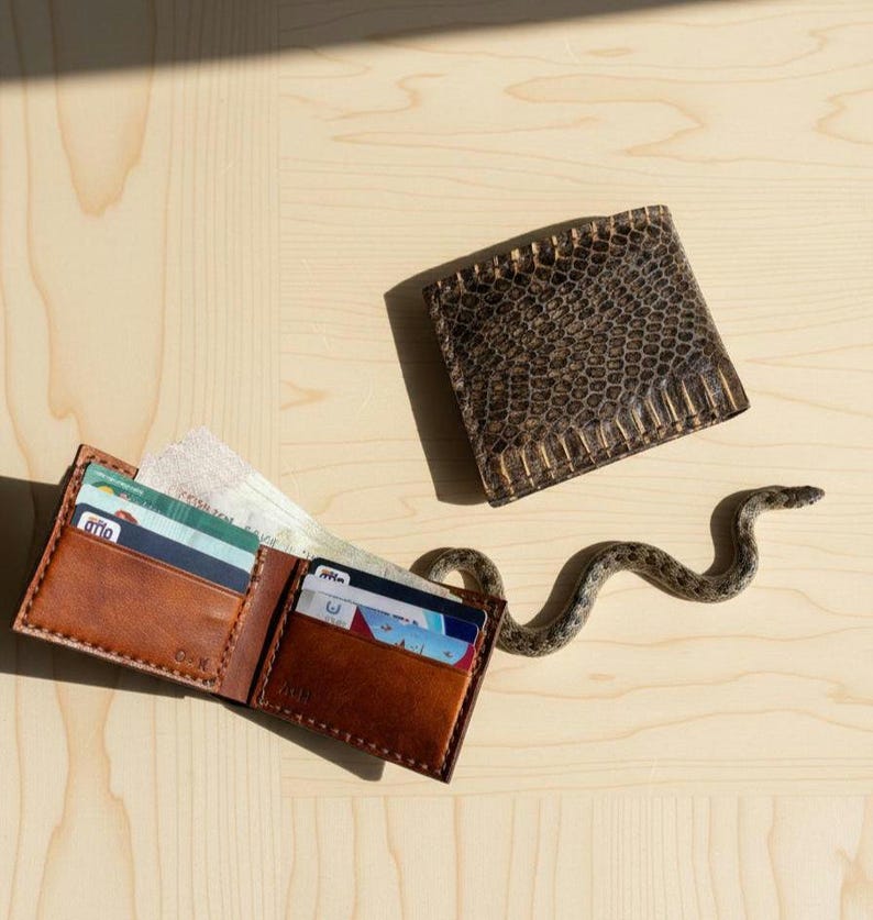 Snake leather wallet made from real python skin