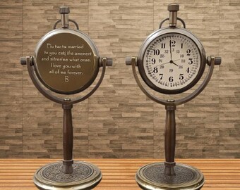 Personalized Bronze Desk Clock: Engraved Tally Marks Anniversary Keepsake