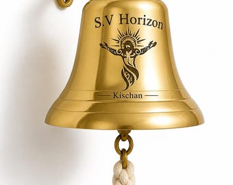 Campana de barco de latón grabada a medida. Regalo náutico, campana de barco de latón macizo personalizada, decoración náutica grabada a medida, regalo de jubilación.