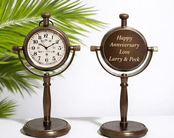Personalized 19th Anniversary Desk Clock Engraved Tally Marks Custom Wedding Anniversary Keepsake, Love Gift for Men & Humen Gift For Spouse