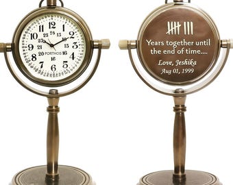 Reloj de escritorio personalizado para el 15.º aniversario, un regalo significativo para él, un regalo tradicional para marido, mujer y novio.