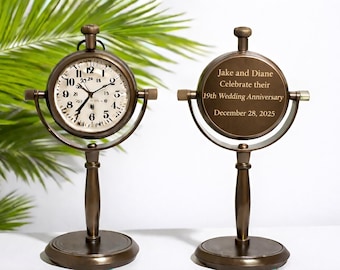 Reloj de escritorio personalizado para el décimo aniversario / Regalo personalizado para el décimo aniversario de bodas / Regalo grabado atemporal para esposo o esposa