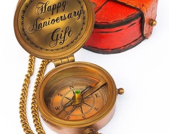 Brújula grabada personalizada, regalo de aniversario de bronce, regalo personalizado para el octavo aniversario, brújula tradicional para pareja, regalo para el esposo.