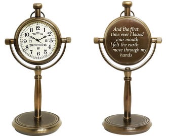 Reloj de mesa personalizado ~ Reloj de escritorio antiguo grabado ~ Reloj de escritorio de regalo personalizado ~ Regalo de aniversario para esposo, novio, jefe o ser querido
