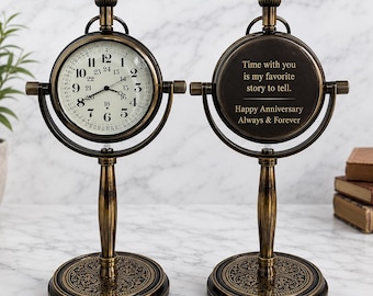Relógio de mesa personalizado ~ Relógio de mesa antigo gravado ~ Relógio de mesa personalizado para presente ~ Presente de aniversário para marido, namorado, chefe ou pessoa amada
