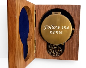 Brújula de latón personalizada con grabado / Regalo de amor personalizado para él o ella / Brújula antigua con cadena / Regalo de San Valentín / Brújula "Te amo"