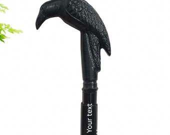 Personalized Raven Head Walking Cane, Handmade Gothic Cosplay Cane