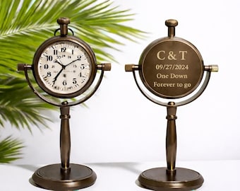 Reloj de escritorio de latón grabado personalizado, regalo de aniversario de bodas de 15 años, regalo para esposa, regalo para decoración de oficina