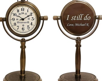 Personalized Anniversary Desk Clock Gift, Customizable Bronze Luxury Office Decor, Traditional Engraved Gift for Men & Woman, Gift for Her
