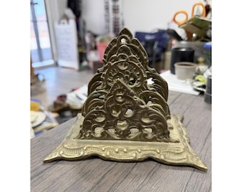 Vintage Art Nouveau French Brass Letter Rack Holder
