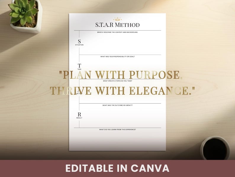 Star Method Template Onenote S.T.A.R. Method Interview Template Canva | Behavioral Interview Prep ...