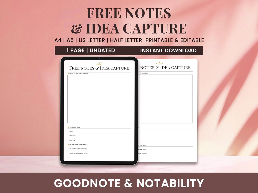 Free Notes Idea Capture, Digital Brainstorming Log, Creative Thinking ...