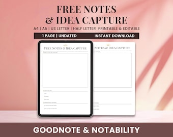 Ideensammlung, Digitales Brainstorming-Tagebuch, Blatt für kreatives Denken, Kurznotiz-Vorlage, Inspiration Journal, Wochenplaner