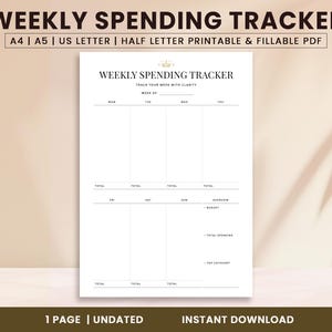 Weekly Spending Tracker | Weekly Expense Tracker | Printable Spending Log | Weekly Budget Planner | Money Tracker PDF | Digital Download