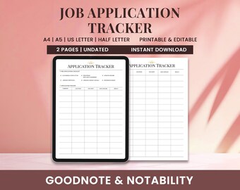 Bewerbung Tracker | Checkliste für Lebenslauf & Vorstellungsgespräch | Beschäftigungsmanagement für professionelle Arbeitsuchende | Digital bearbeitbares PDF