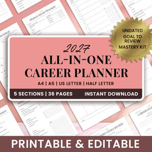 2027 All-in-one Career Planner | Professional Development Coaching Kit | Ultimate Job Tracker & Resume Template | Digital Editable PDF sheet