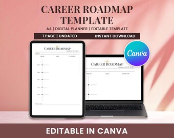 Career Road Map Canva Vorlage | Bearbeitbarer 5-Jahres-Karriereplan | Professioneller Wachstumspfad, Job-Lösung, Ziel-Setter