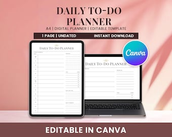 ToDo-Planer Canva | Bearbeitbarer Projektaktionsplan | Leistungs-Arbeitsblatt, Aufgaben-Tracker, täglicher Ziele-Setter