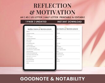 Reflektion Motivation Tracker, Wochenrückblick, Wachstums Mindset Arbeitsblatt, Selbstreflektion Tagebuch, Mentaler Fokus Zielplaner
