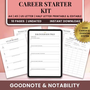 Career Starter Kit Printable | All in One Lite Job Search Bundle | S.T.A.R Method, Interview Prep, Application Tracker, Editable PDF