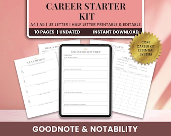 Career Starter Kit zum Ausdrucken | All in One Lite Stellensuche-Bundle | S.T.A.R-Methode, Vorstellungsrunder, Bewerbungstracker, bearbeitbare PDF-Datei