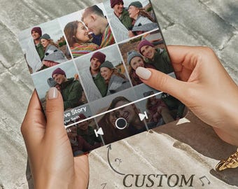 May include: A custom music and photo print featuring a collage of images. The design includes a music player interface with the text "Love Story" and "Taylor Swift". The words "CUSTOM MUSIC & PHOTO" are also visible.