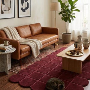 Modern Sculptural Grid Carpet, Luxury Designer Living Room Bedroom Rug Decor.