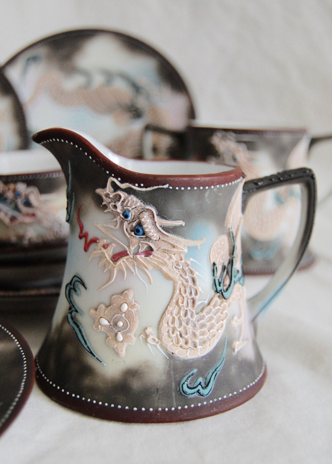17 Piece Antique Vintage Hand Painted Japan Dragonware Tea Set Etsy