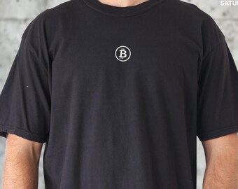 Bitcoin Embroidered T-Shirt | Vintage Washed Crypto Streetwear Tee (Comfort Colors)