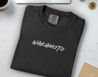 Nakamoto Bitcoin T-Shirt | Comfort Colors Garment-Dyed Crypto Streetwear Tee for BTC Maximalist, Satoshi Nakamoto
