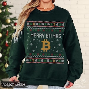 Frohe Bitmas Bitcoin Weihnachten Sweatshirt, Krypto Weihnachten Pullover, Lustiger Bitcoin Rundhalsausschnitt, Geschenk für Hodler und Händler
