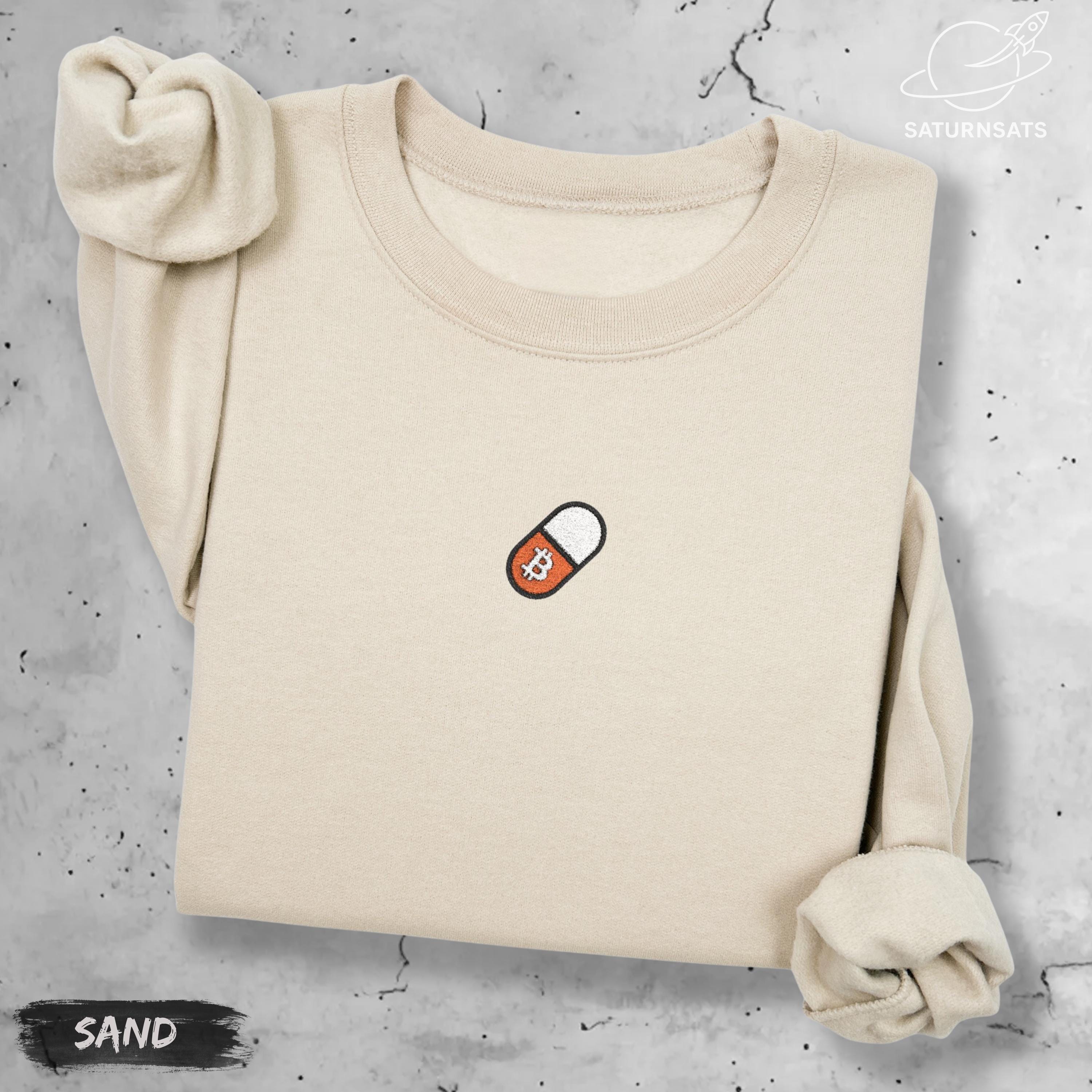 ビットコインオレンジピル刺繍スウェットシャツ | 暗号通貨クルーネック、ユニセックスストリートウェア、ビットコイン愛好家やホドラーへのギフト、ヘビーブレンドセーター  - Etsy 日本