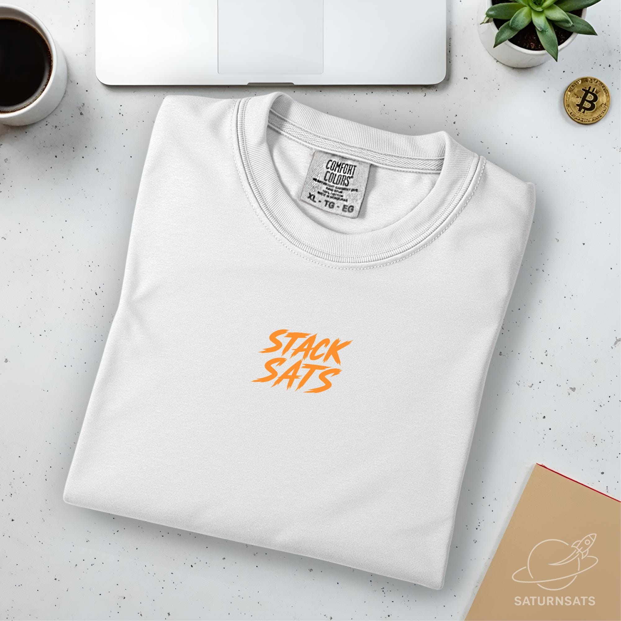 Stack Sats Bitcoin Tシャツ | Comfort Colors ガーメントダイ ユニセックス  暗号通貨ストリートウェアTシャツ、サトシ・ナカモト、HODL、ビットコインギフト