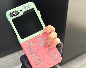 アリスバニー＆ハローキティ マグネットスタンド スマホケース ストラップ付き Samsung Z Flip 7/6/5用