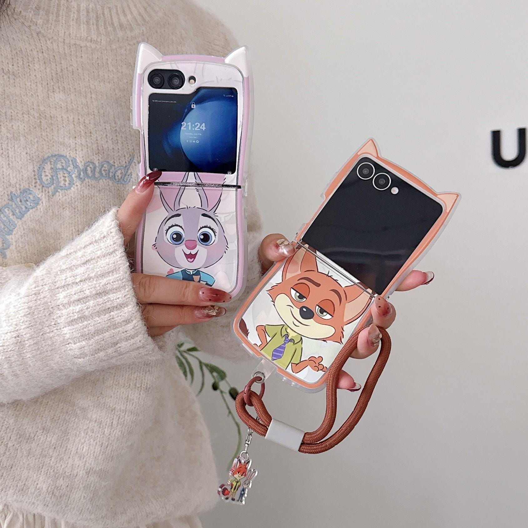 Cute Judy and Nick Cat Ear Phone Case (with Strap) for Samsung Z
