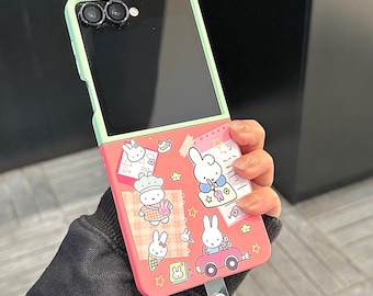Magnetische standaard telefoonhoes met riem - nijntje konijn ontwerp voor Samsung Z Flip 7/6/5